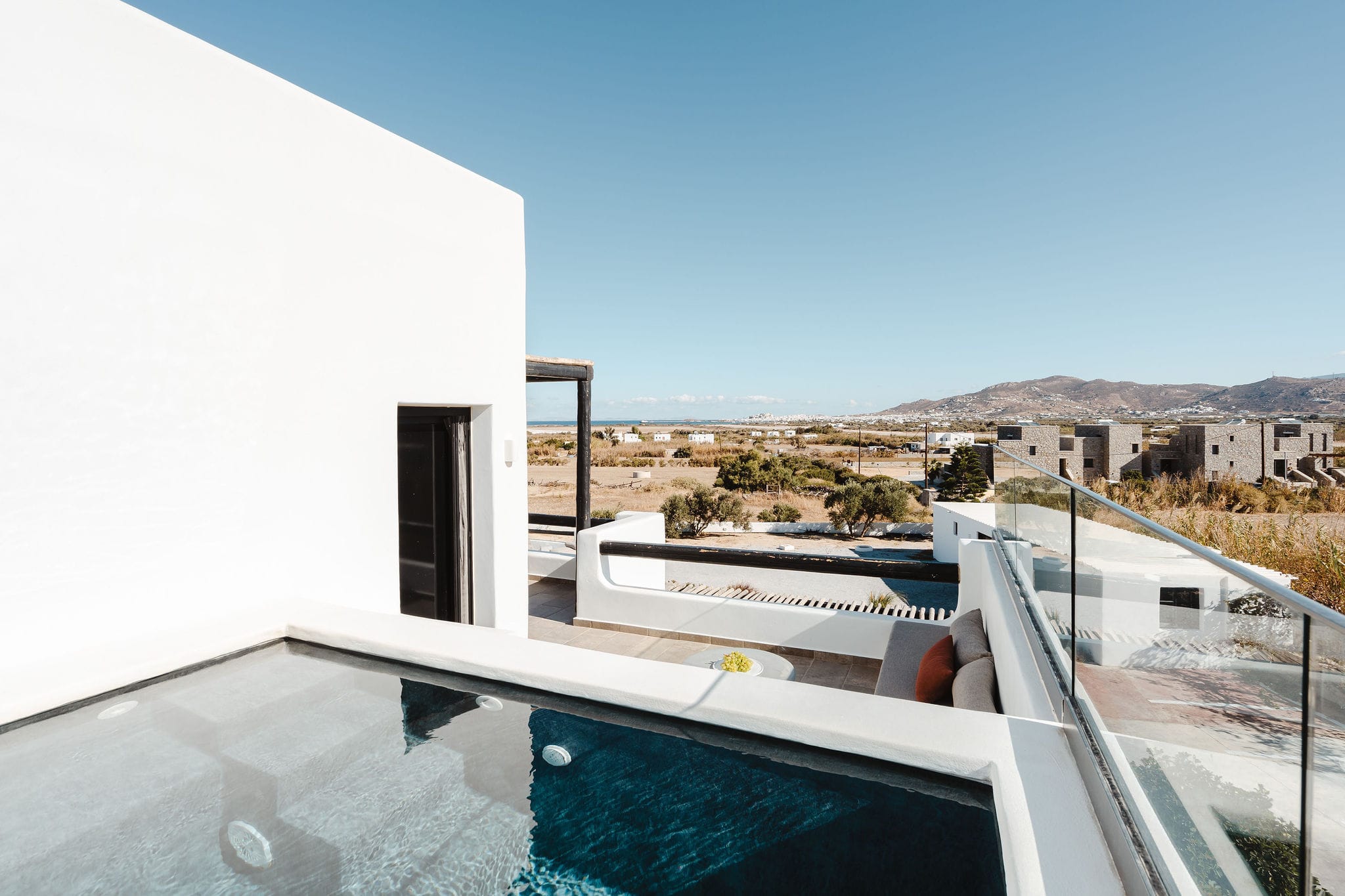 a white building with a blue sky