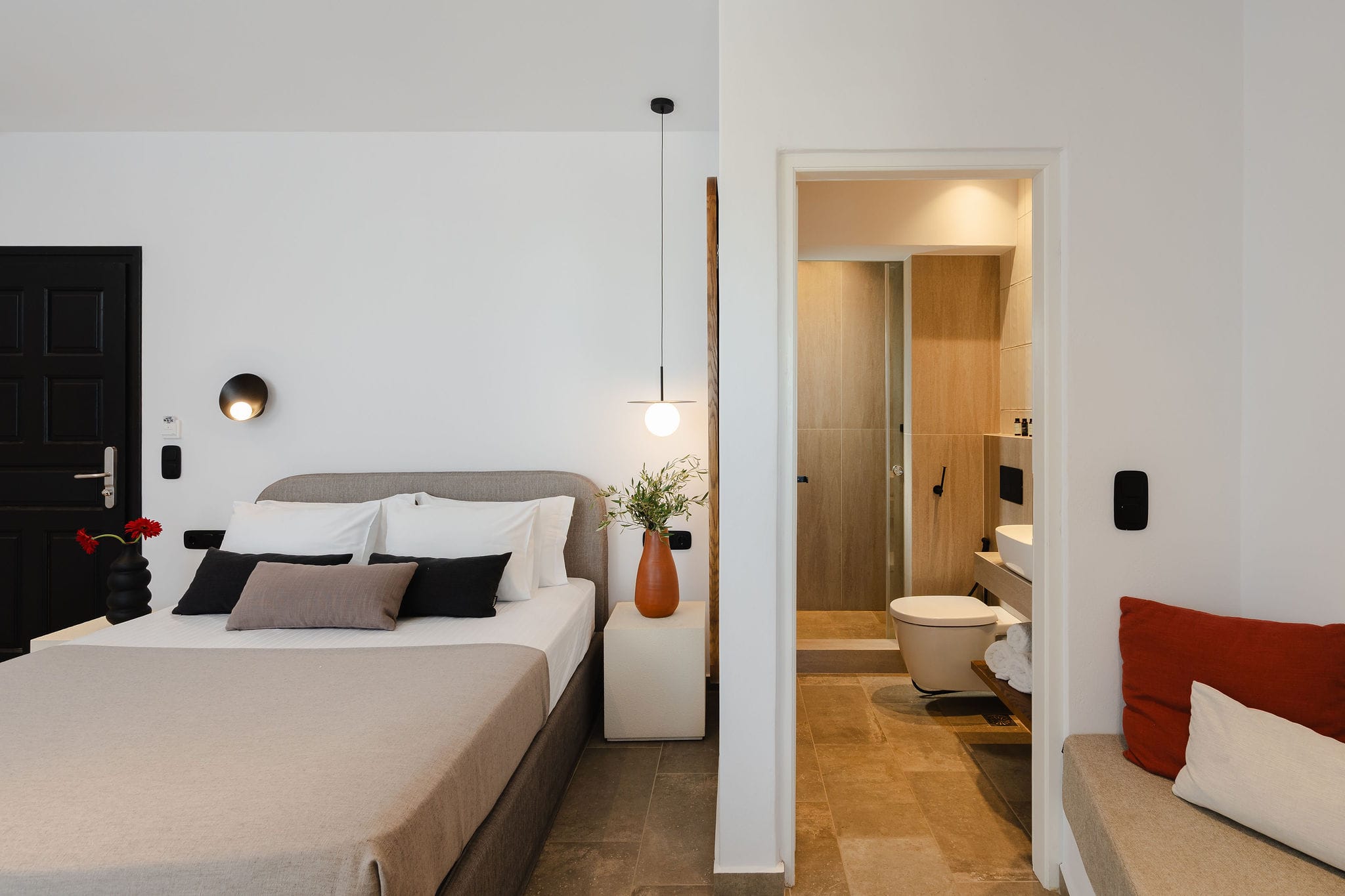 a room with a bed and a couch