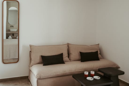 a couch with pillows