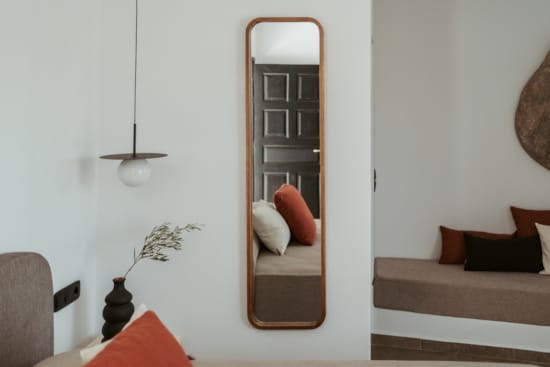 a room with a chair and a table