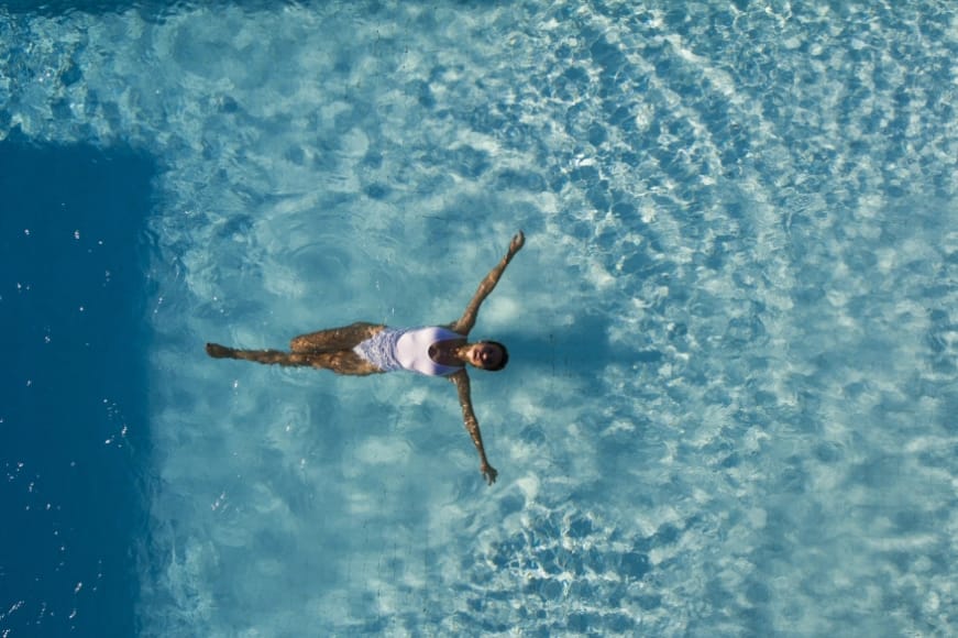 a person swimming in the water