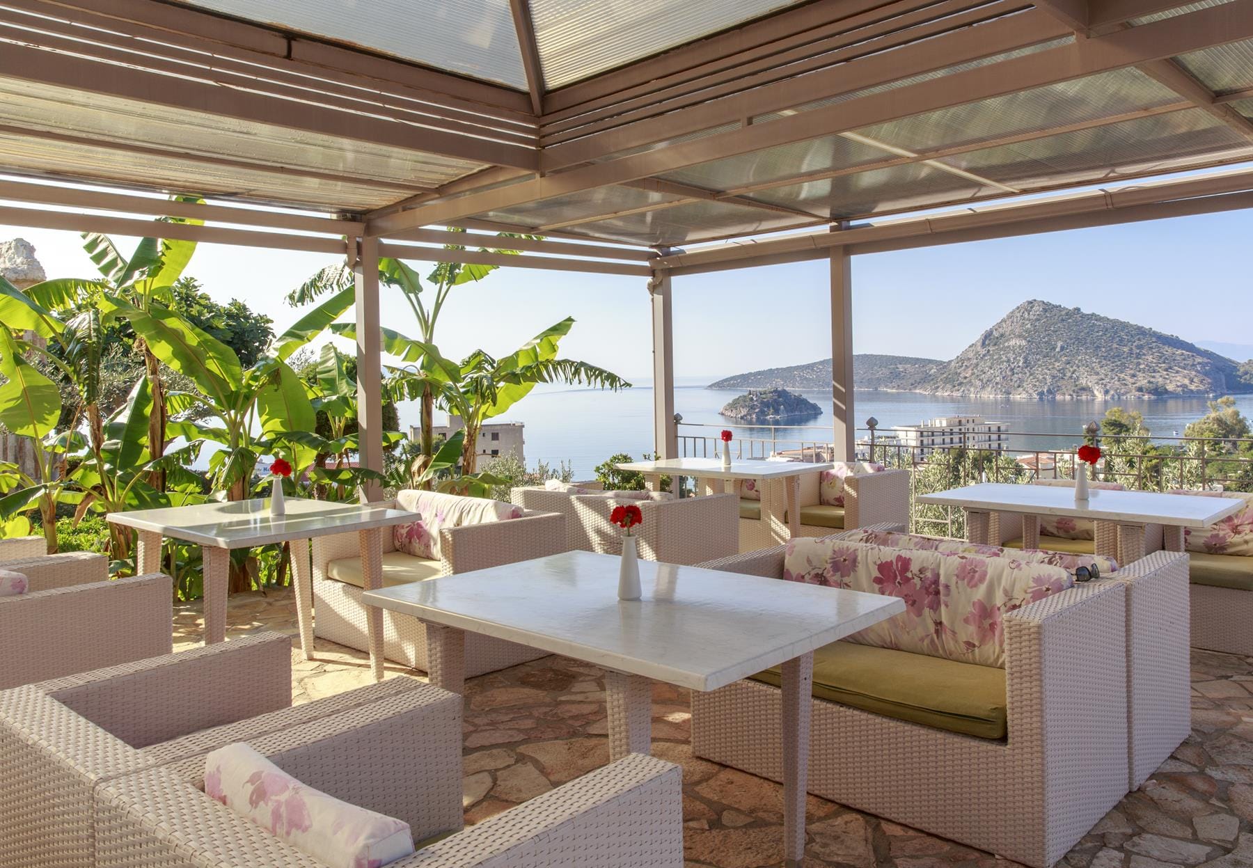 a room with tables and chairs