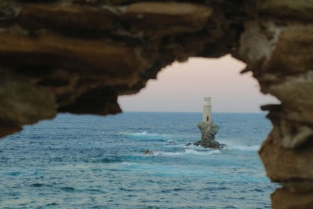 a lighthouse in a cave