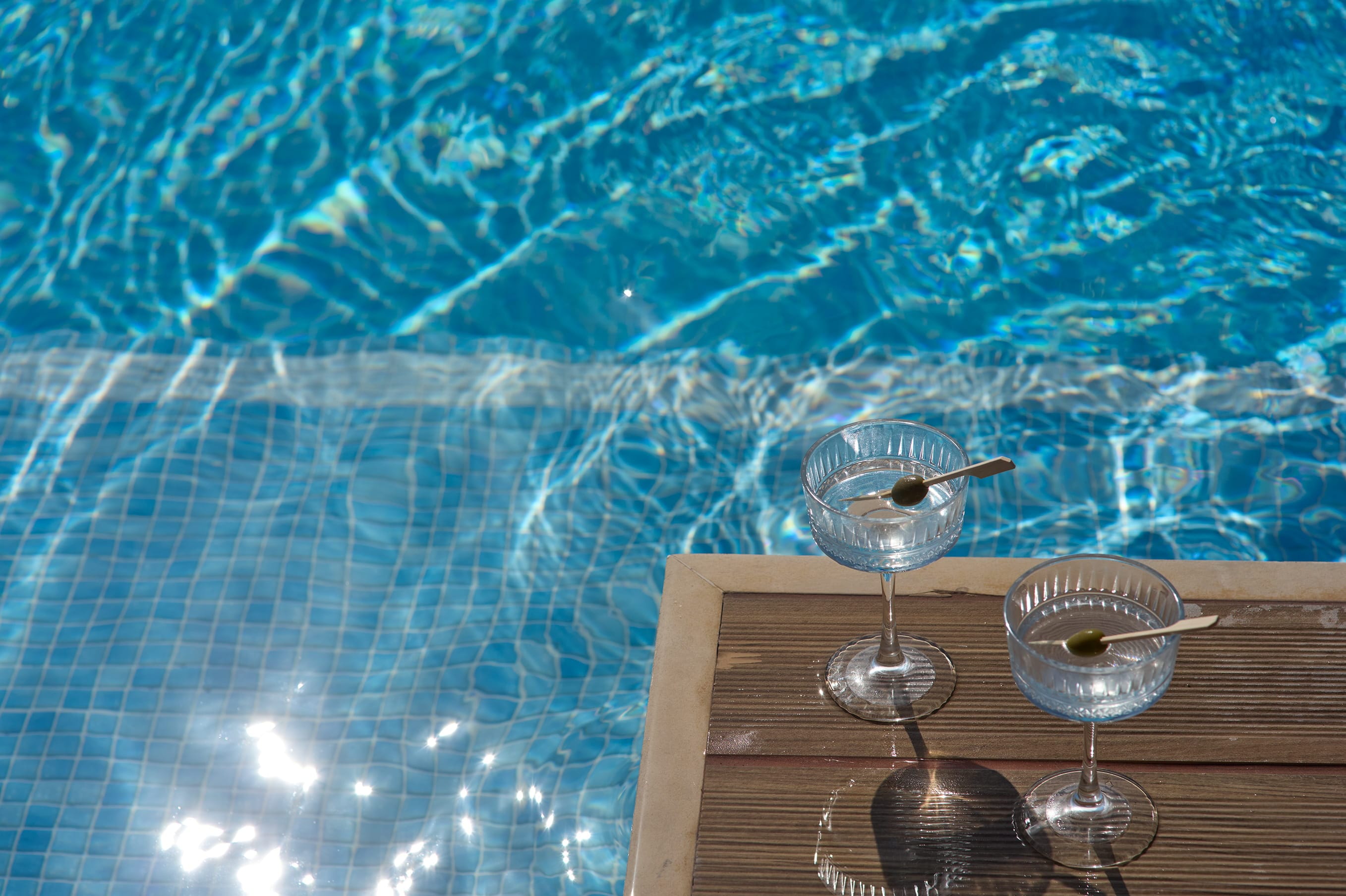 a couple of glasses on a table
