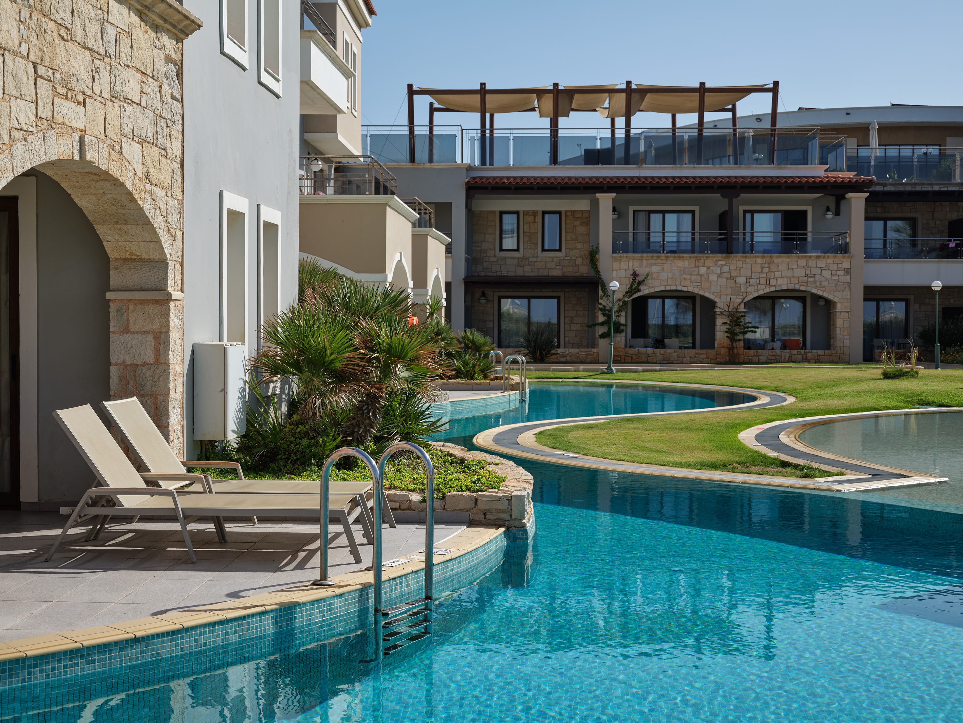 a swimming pool in a courtyard