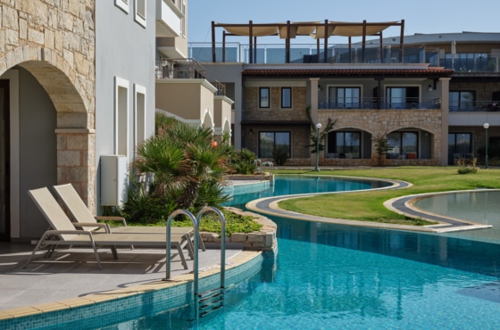 a swimming pool in a courtyard