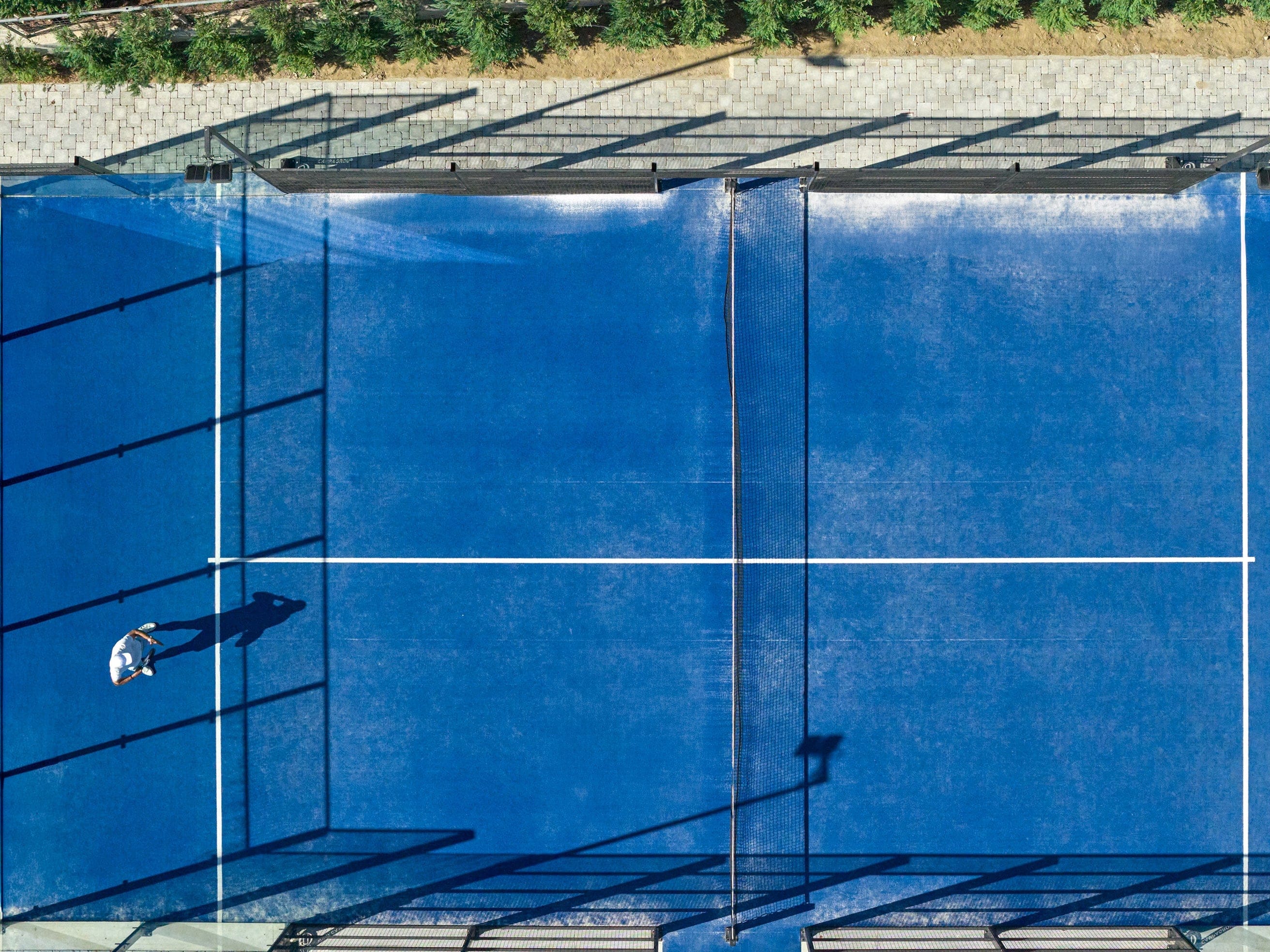 a swimming pool with a clear blue water