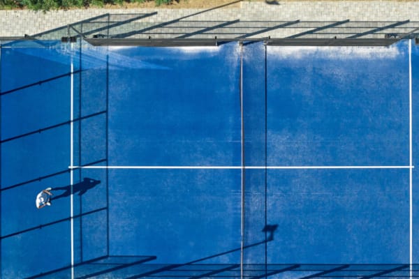 a swimming pool with a clear blue water