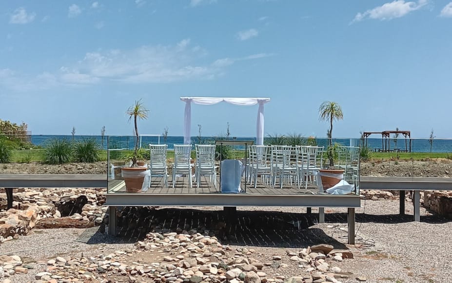 a picnic table on a beach