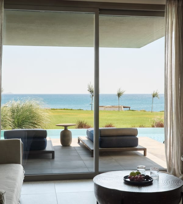 a living room with a large window