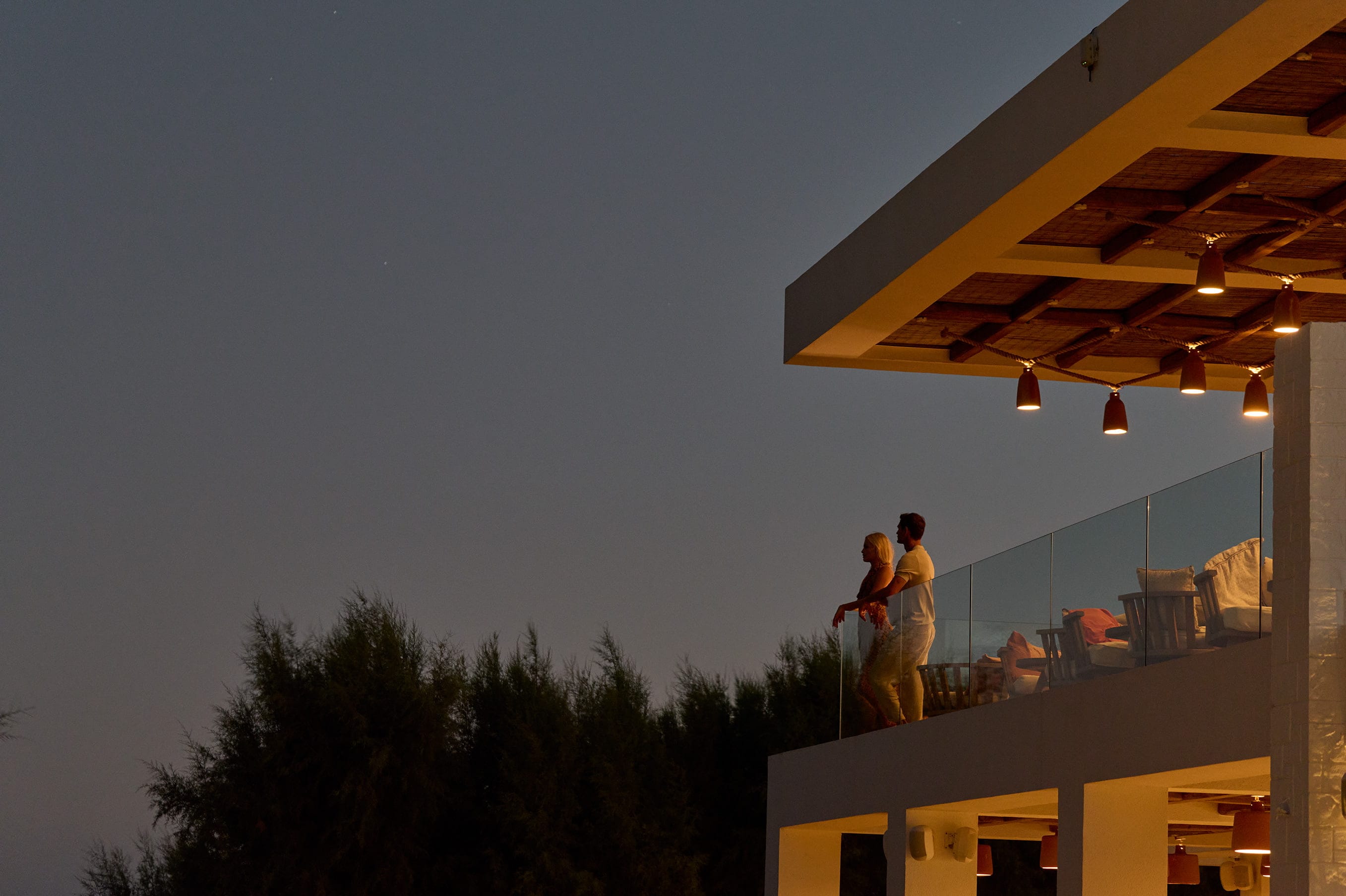 a person standing on a roof