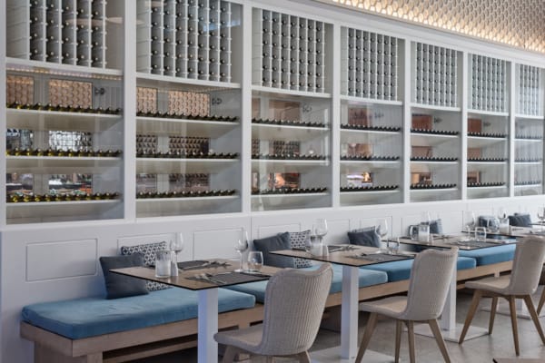 a room with a table and chairs