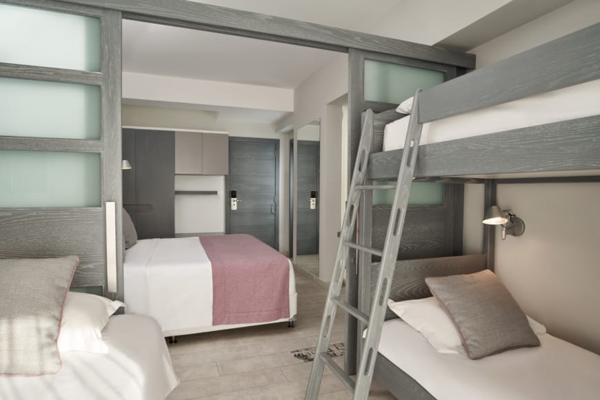 a room with bunk beds