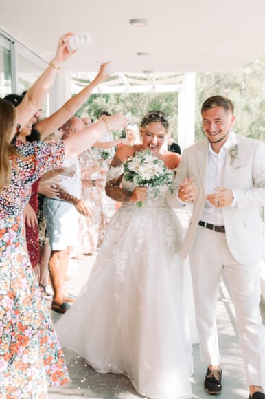 a man and woman dancing