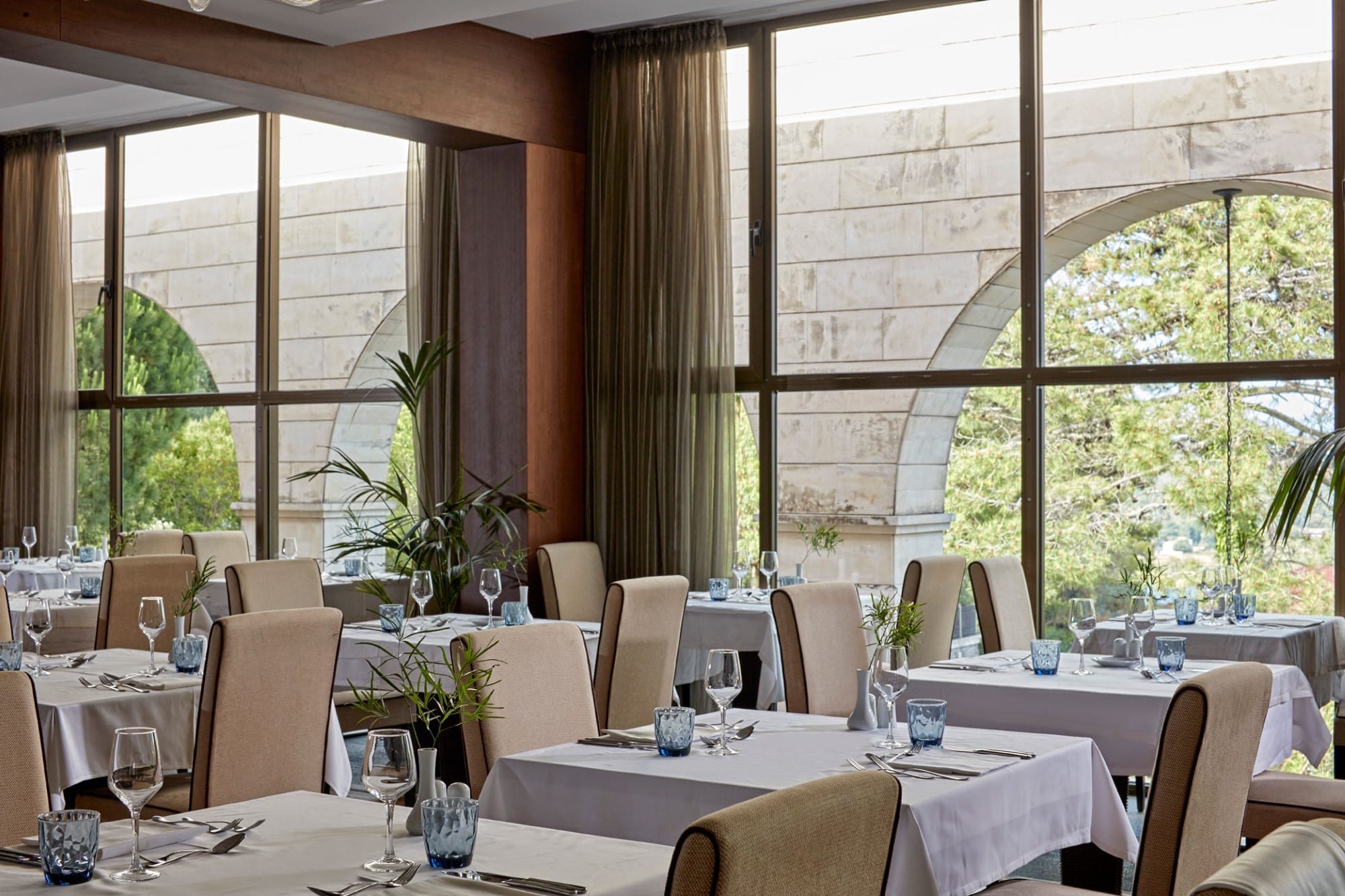 a room with tables and chairs