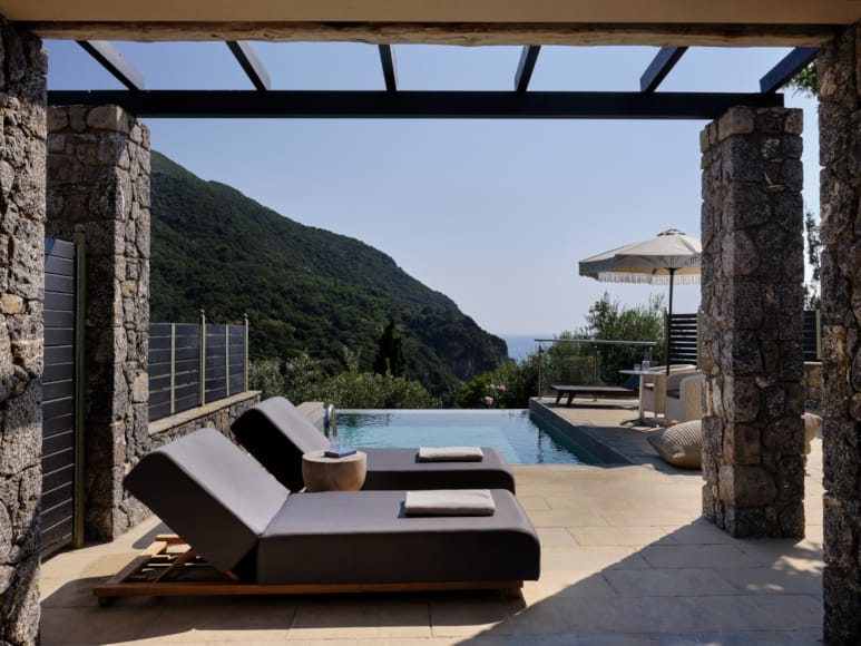 a pool and a deck