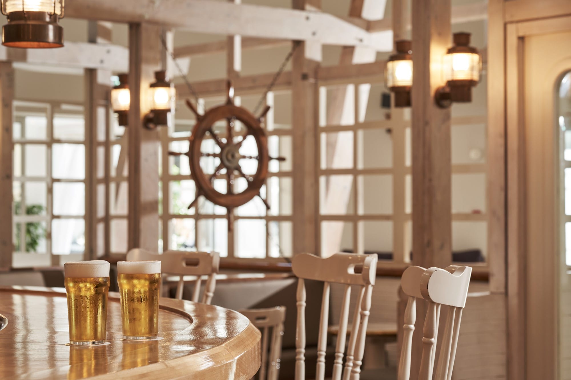 a room with tables and chairs
