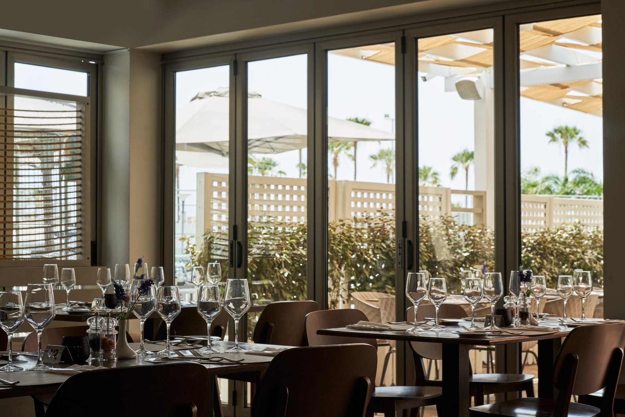 a room with tables and chairs