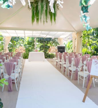 a long table with chairs and tables