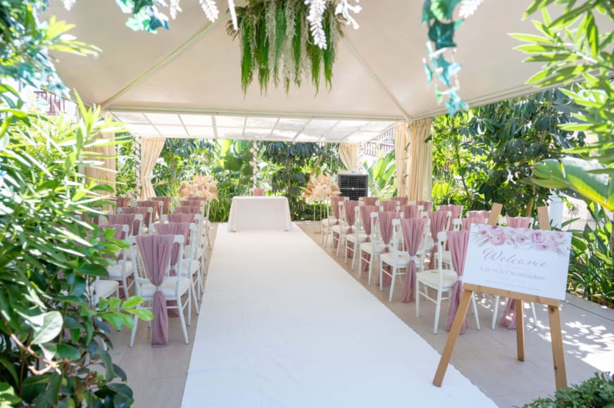 a long table with chairs and tables