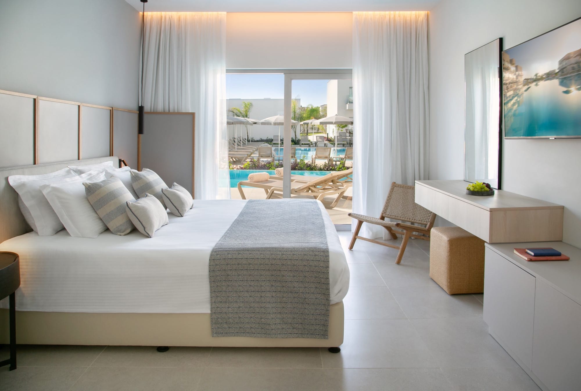 a bedroom with a large bed