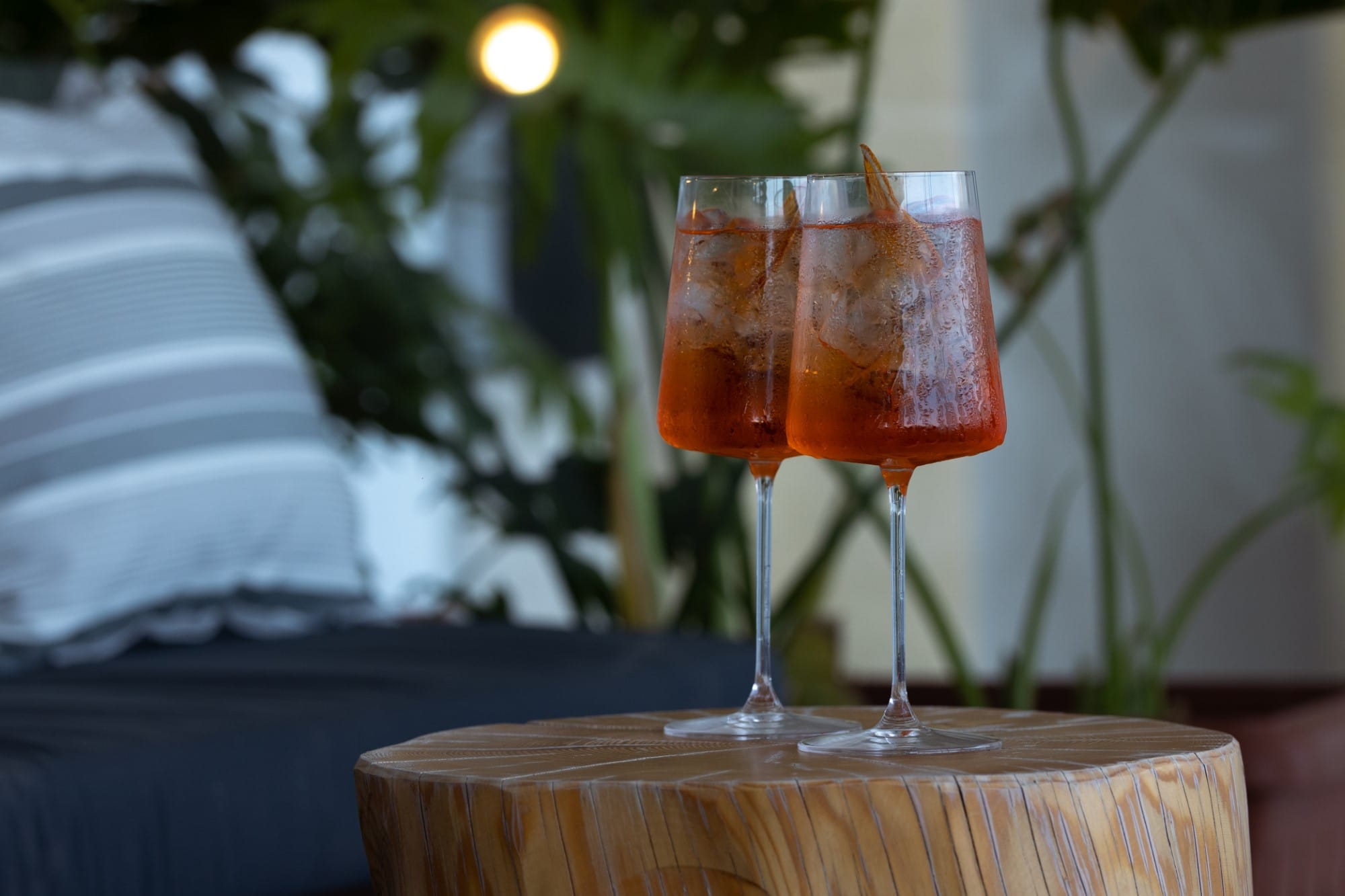 a glass of wine on a table