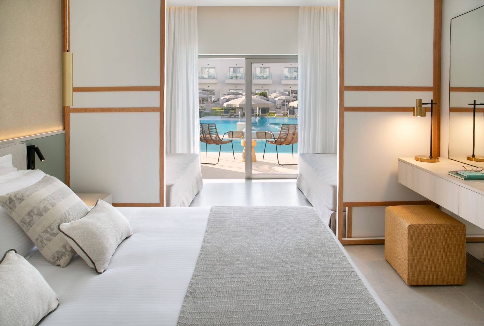 a bed with white sheets