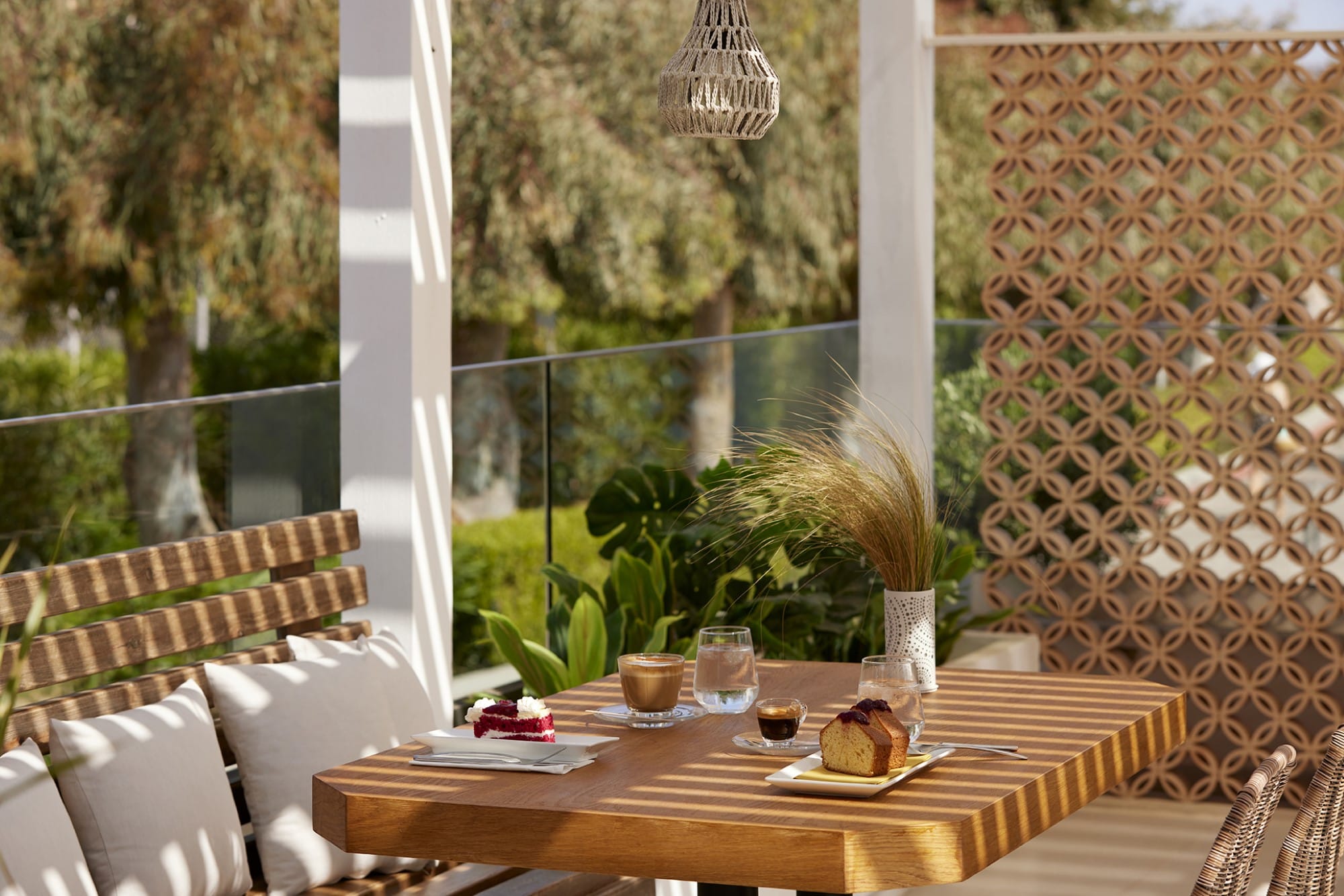 a table with a plant on it