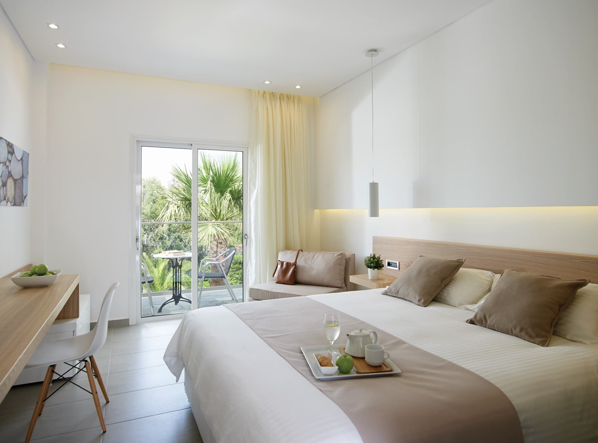 a bedroom with a large bed