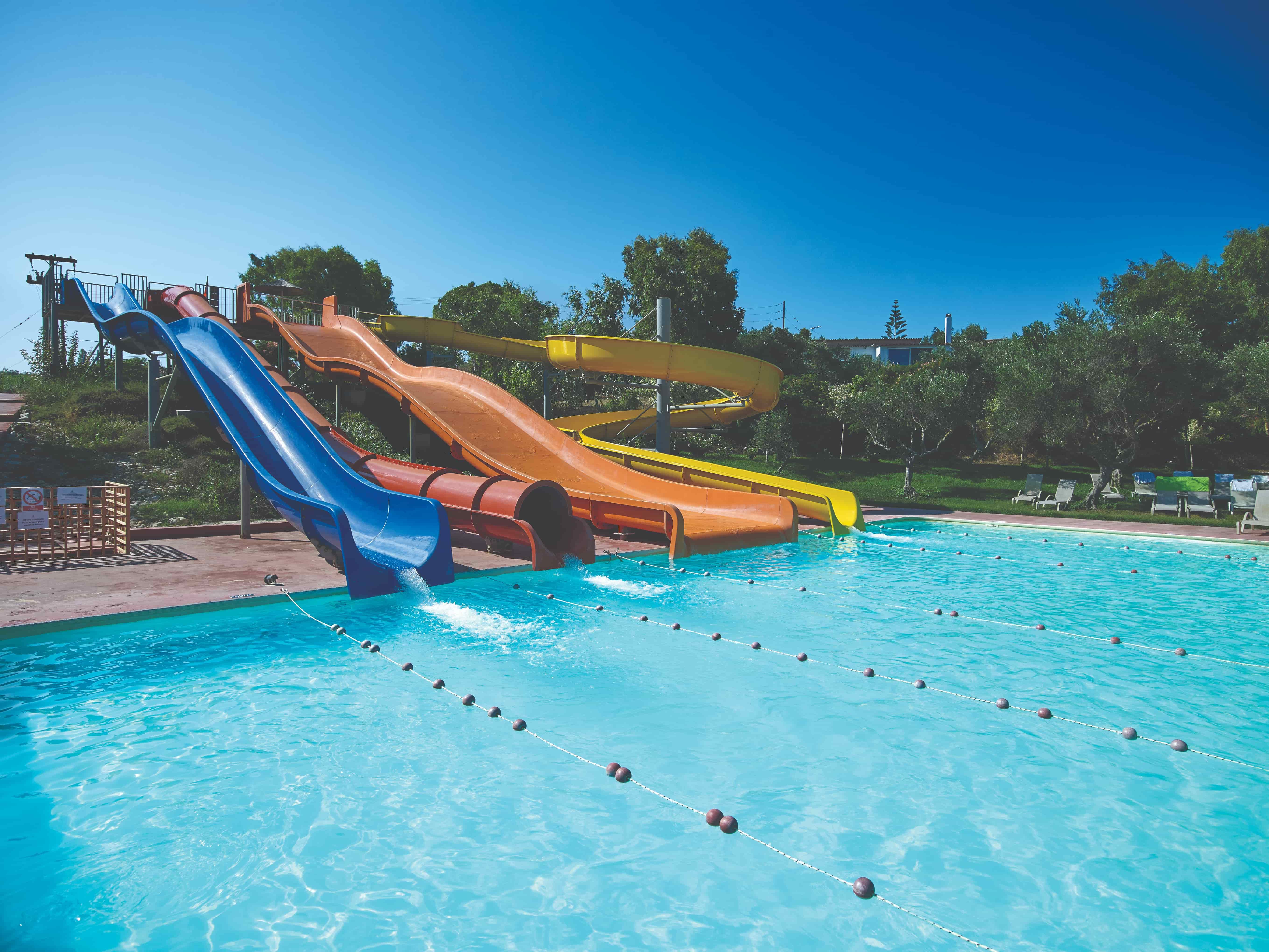 a slide in a pool