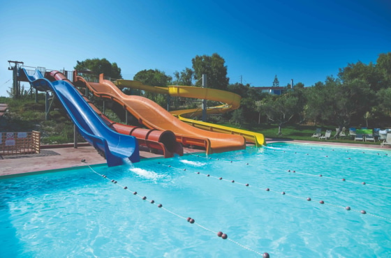 a slide in a pool