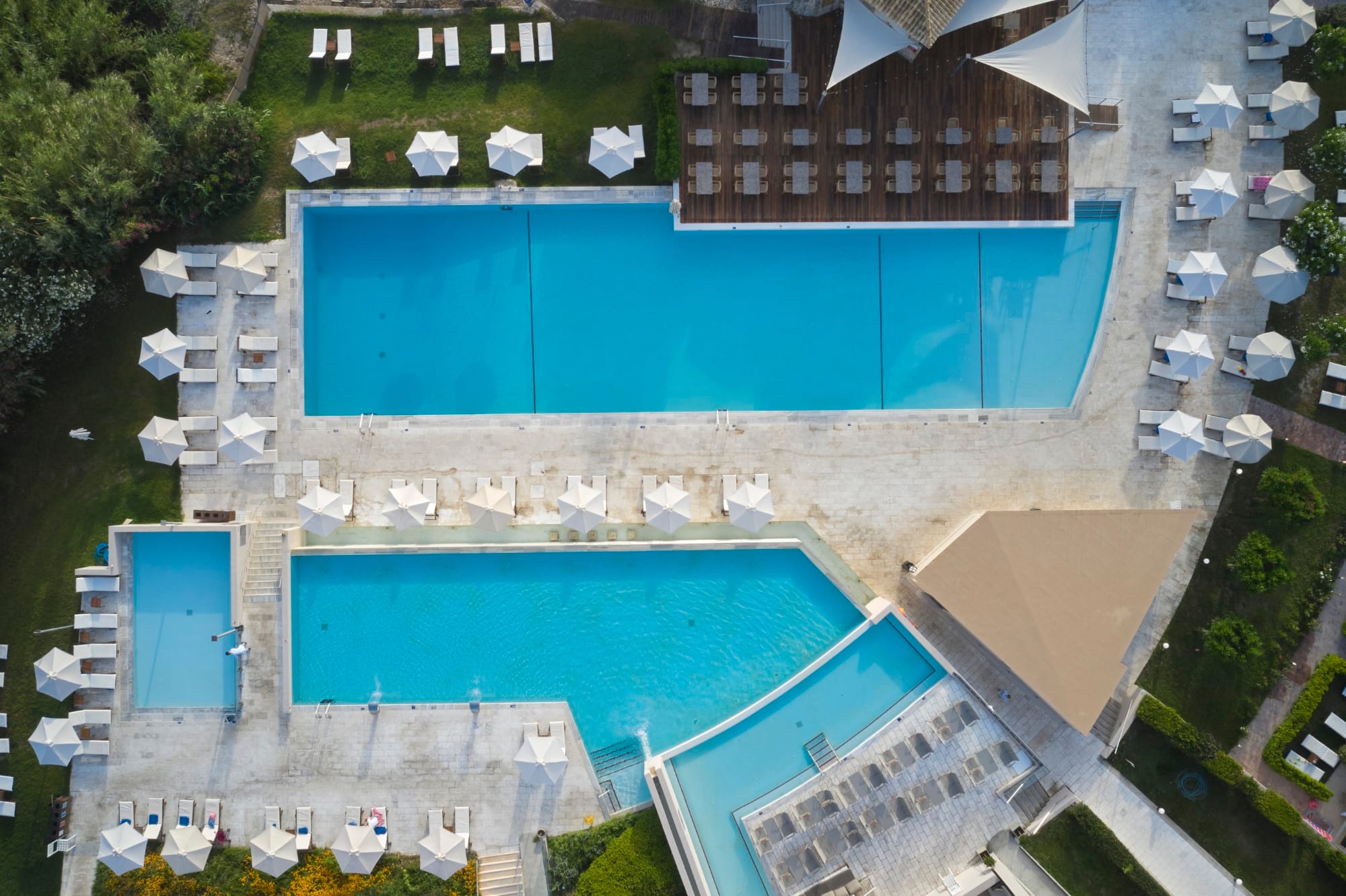 a high angle view of a swimming pool
