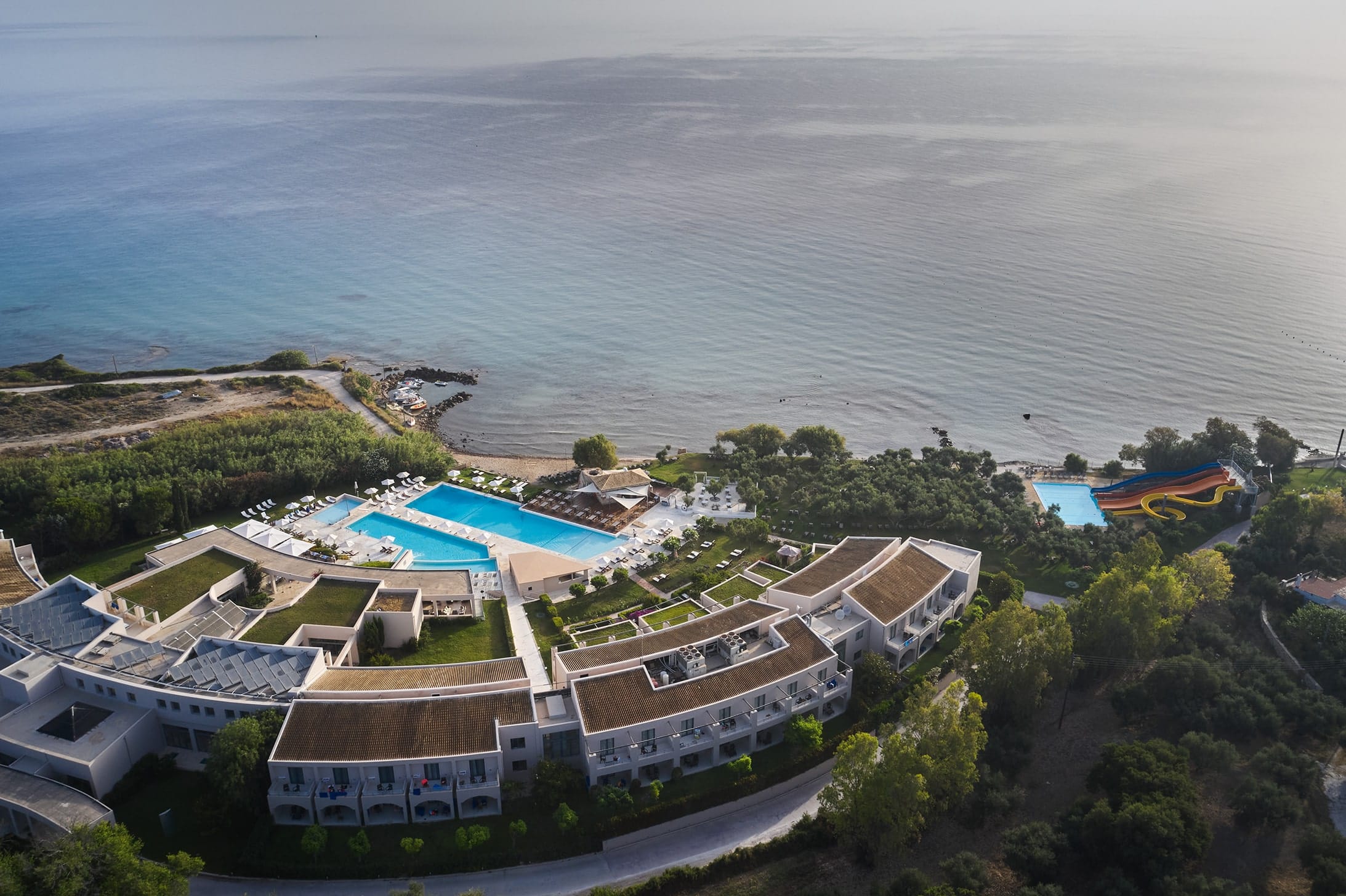a high angle view of a resort