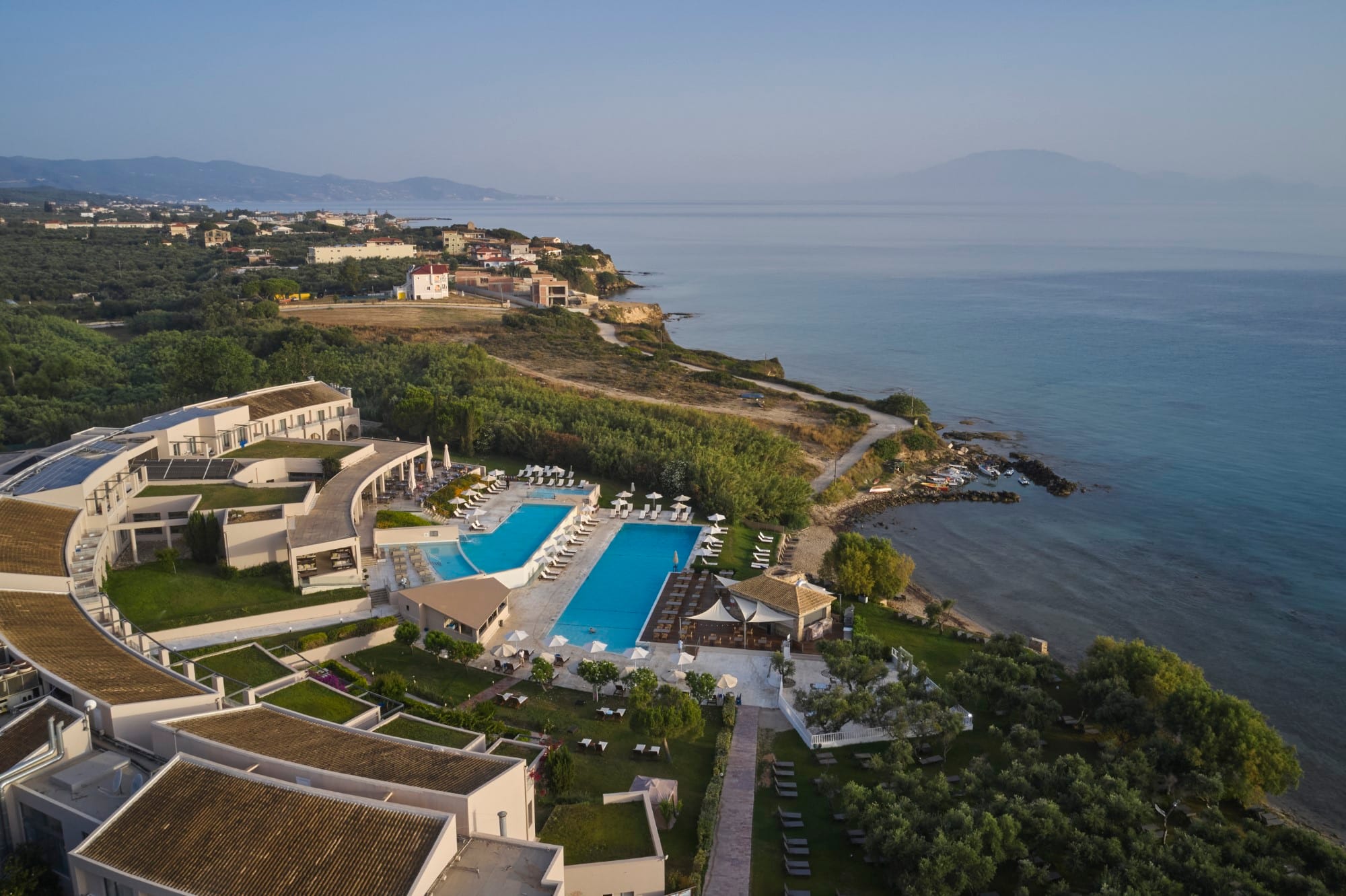 a high angle view of a resort