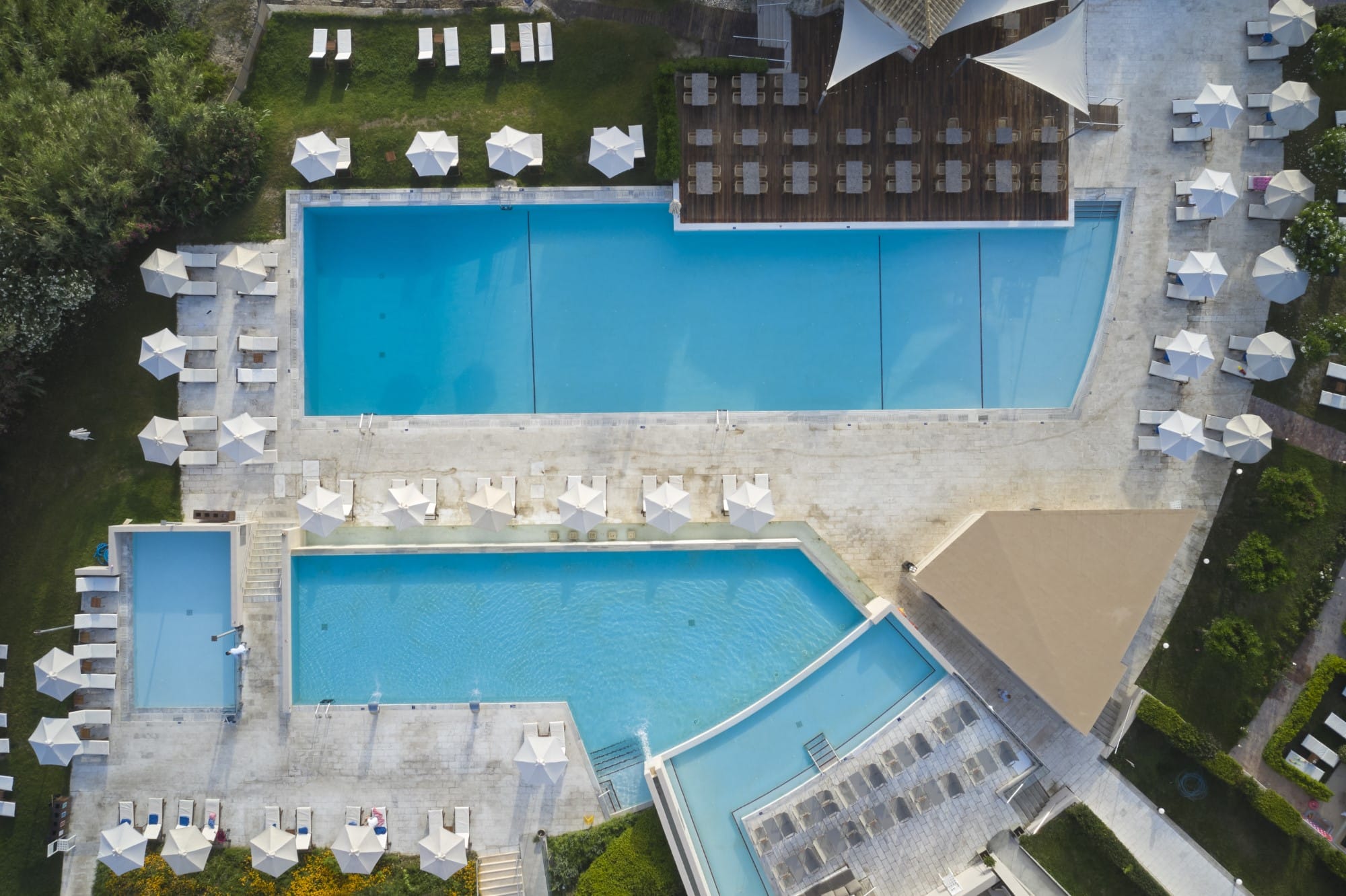 a high angle view of a swimming pool