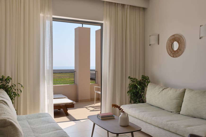 a living room with a large window