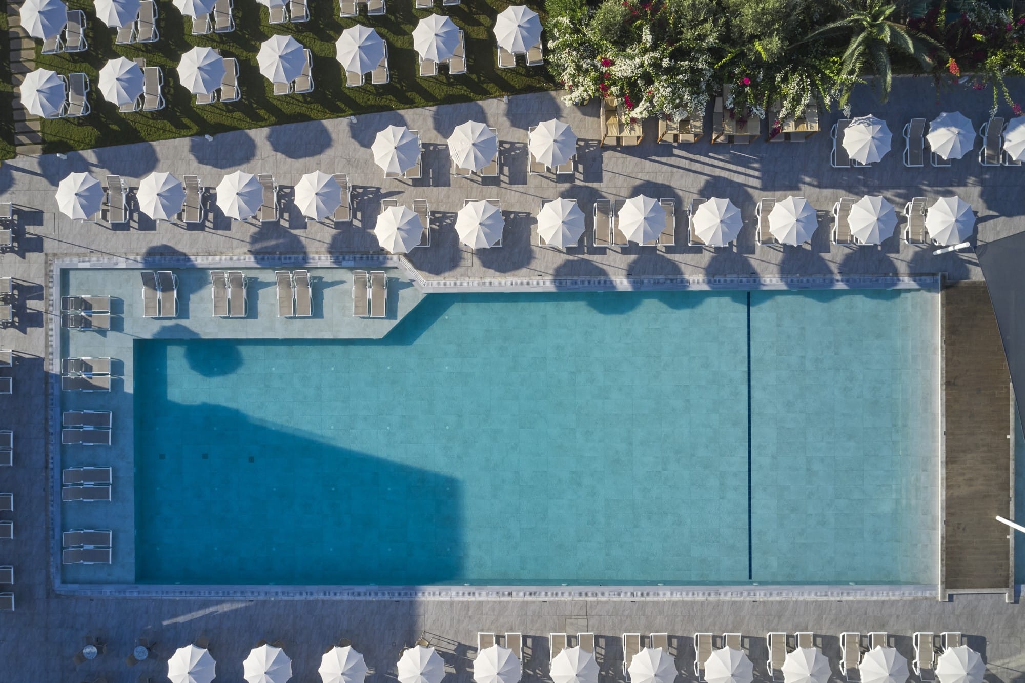 a blue wall with a white and black design