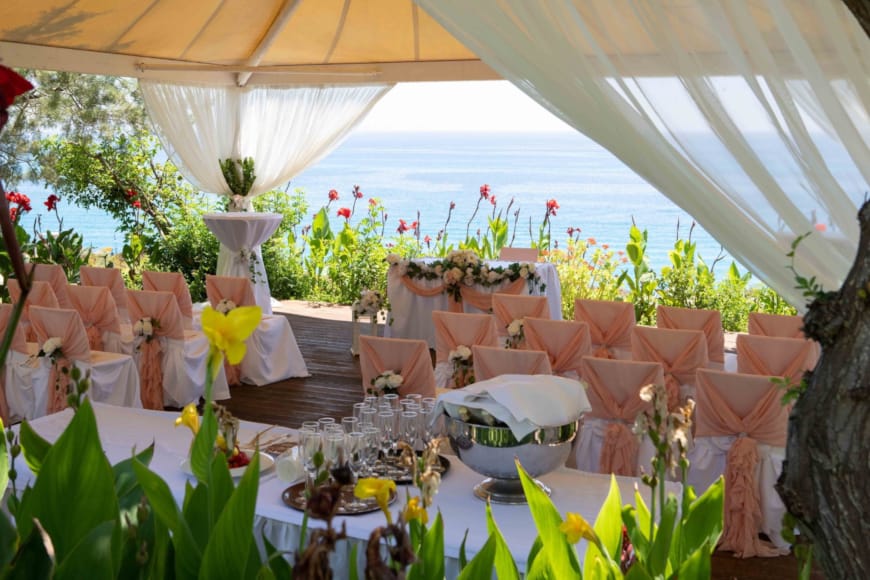 a room with chairs and tables