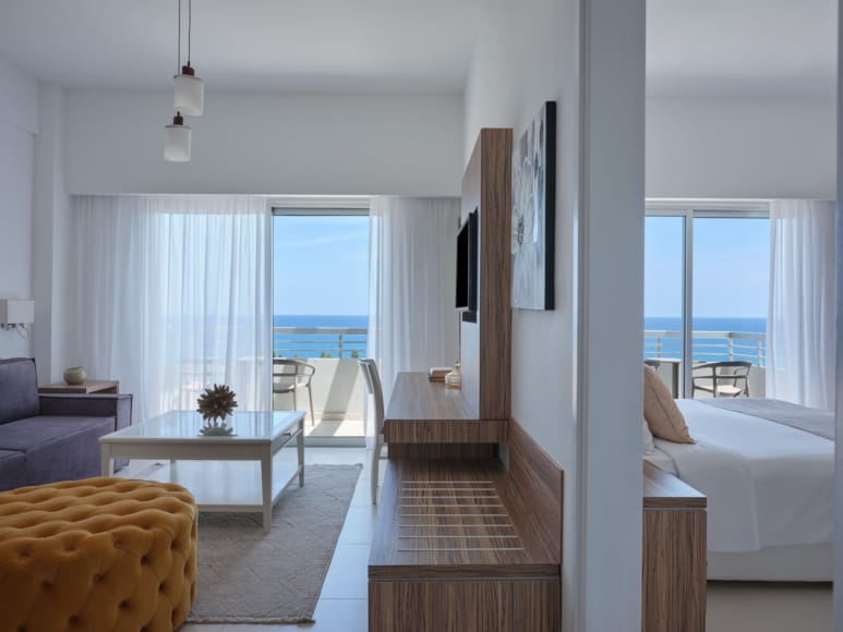 a living room with a large window