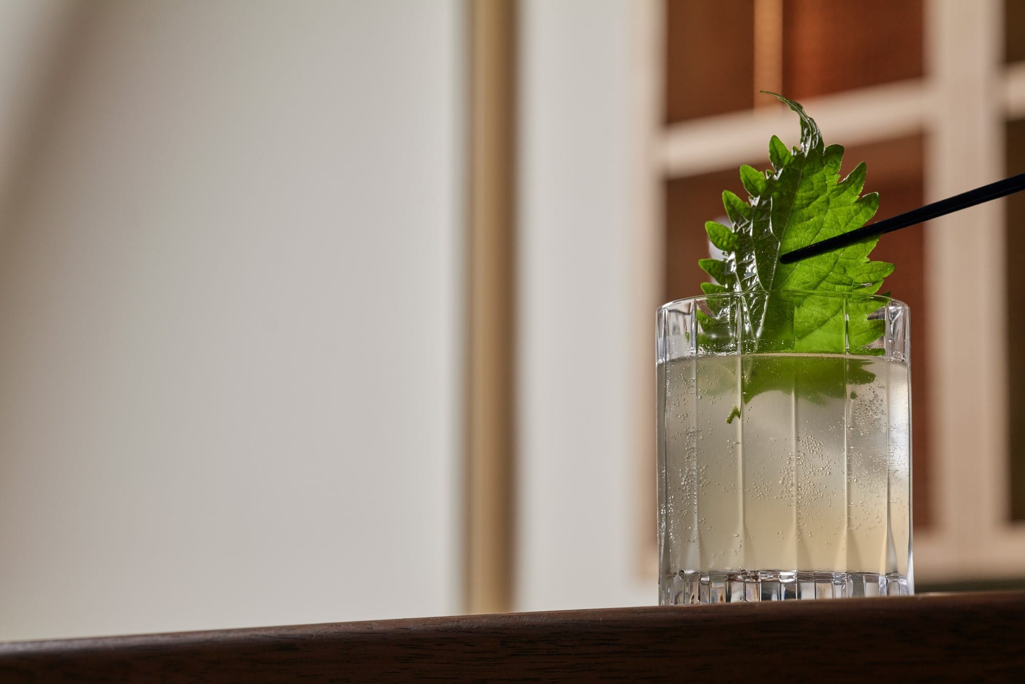 a glass with a plant in it