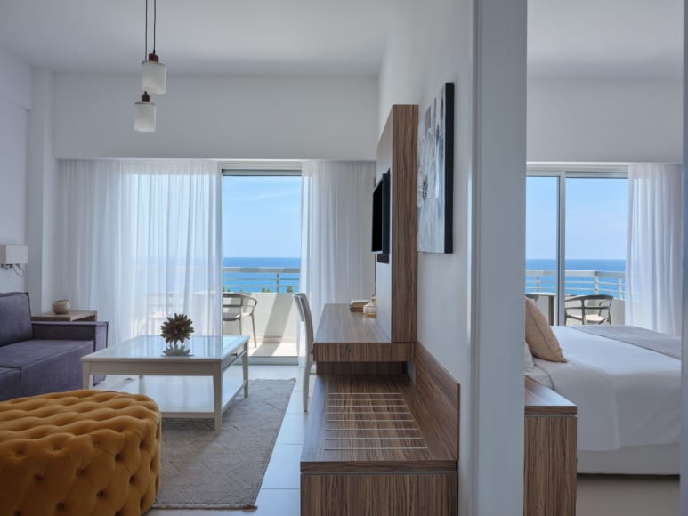 a living room with a large window