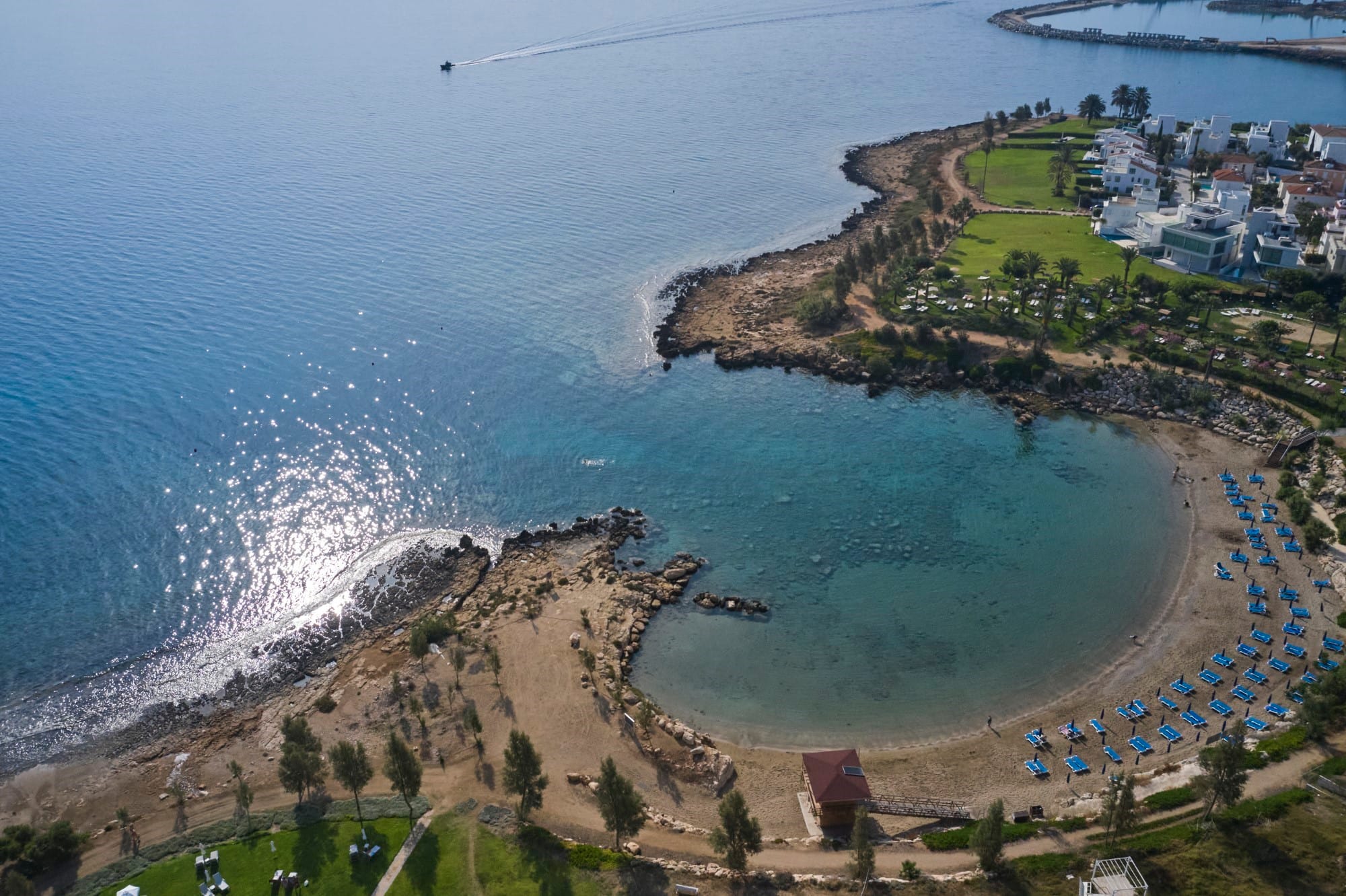a beach with a body of water
