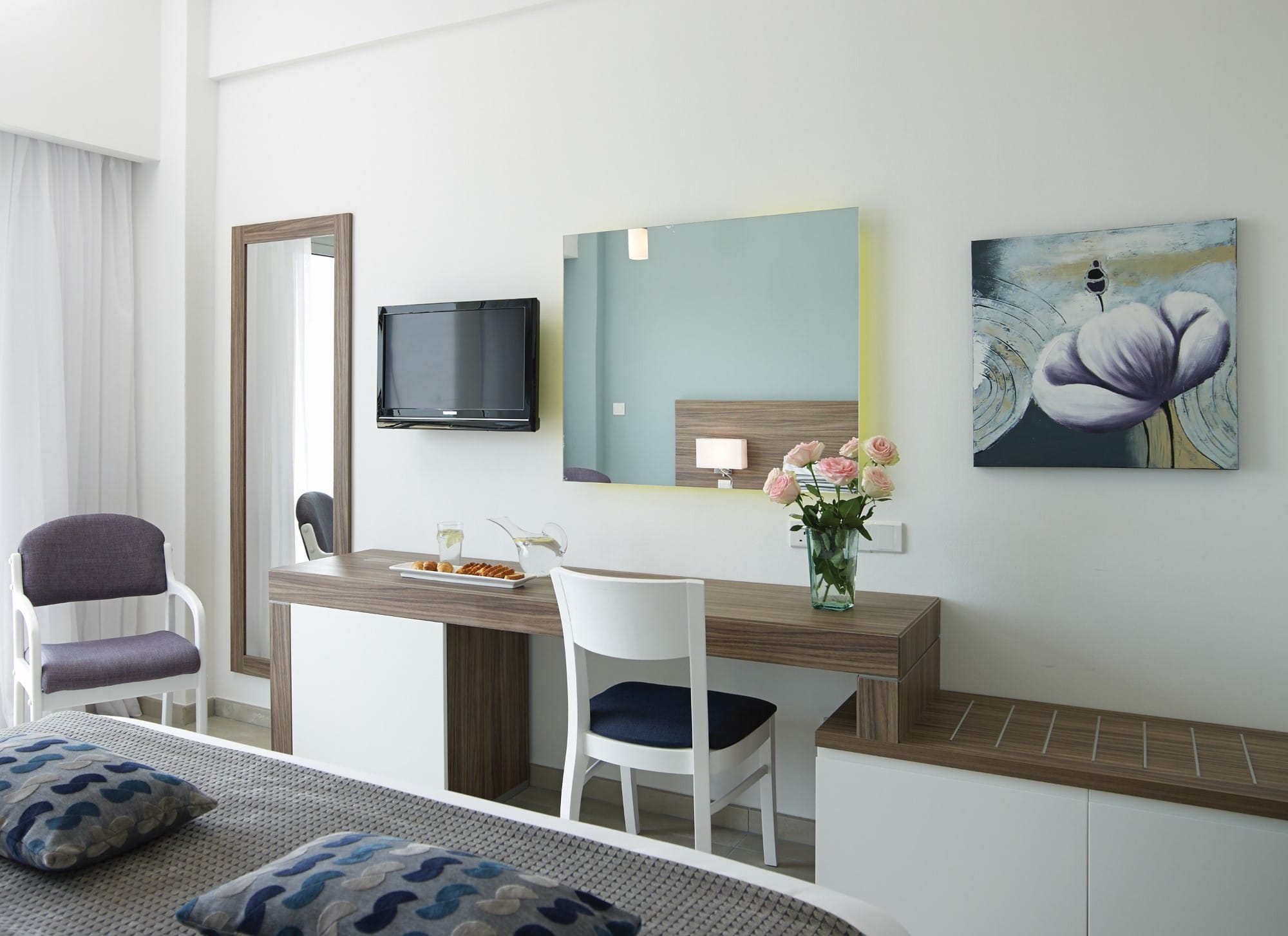 a room with a table and chairs