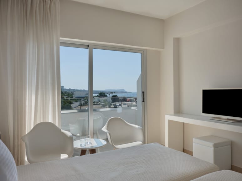 a room with a large window