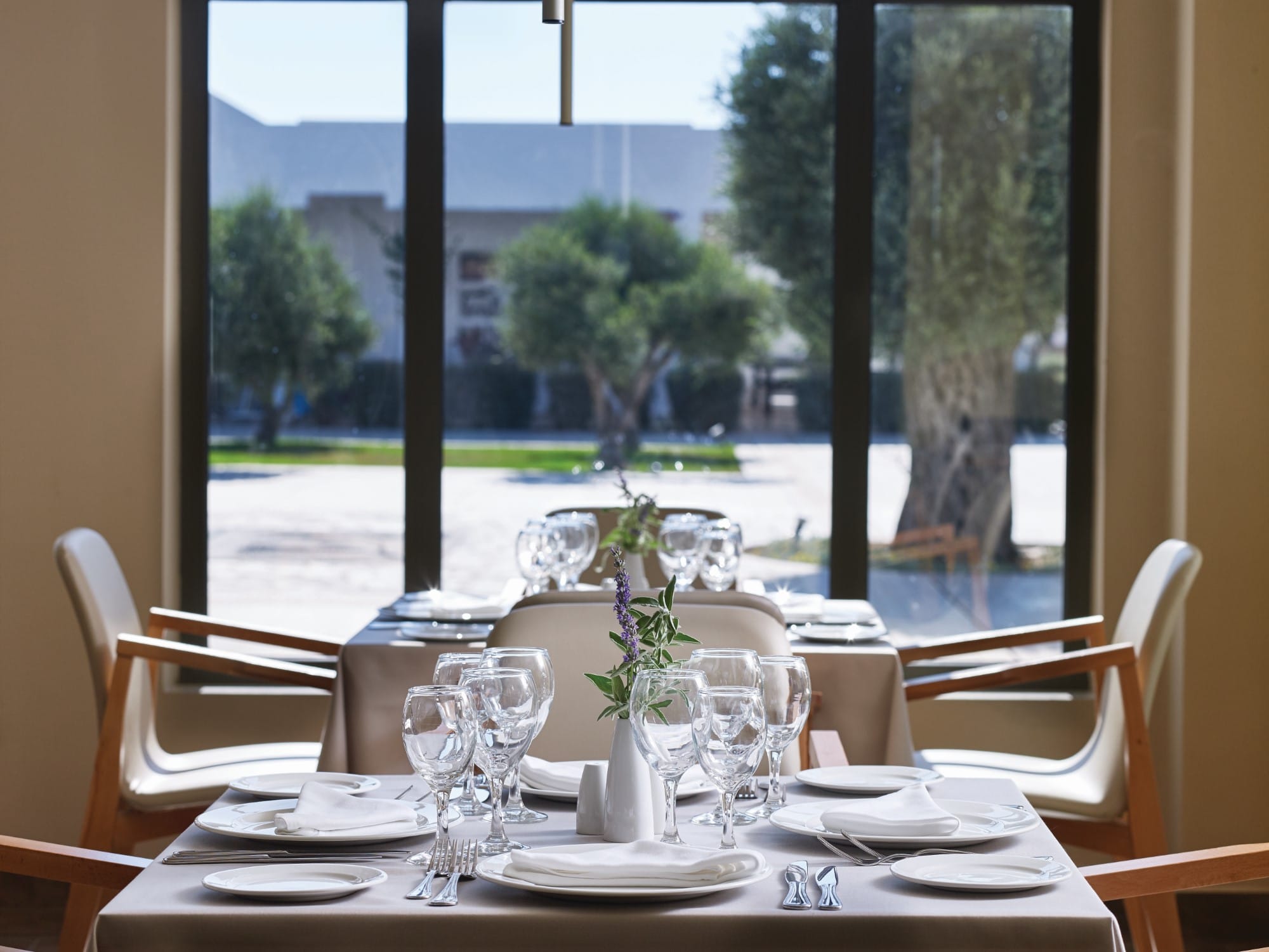 a table with plates and glasses on it