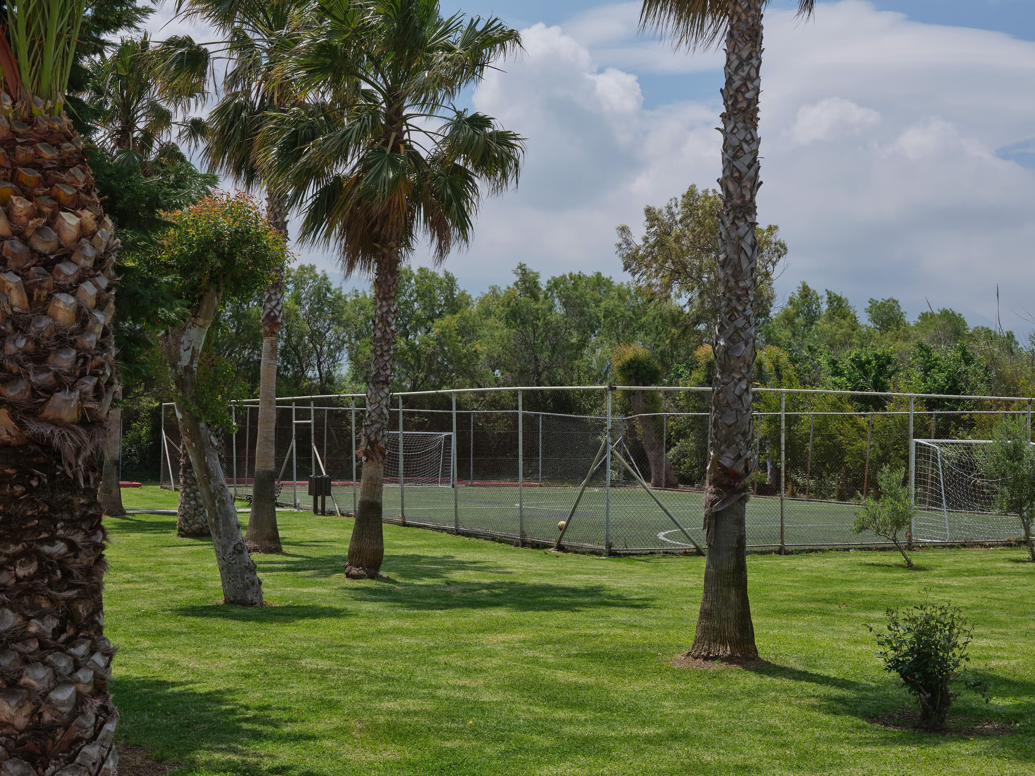 a football goal in a field