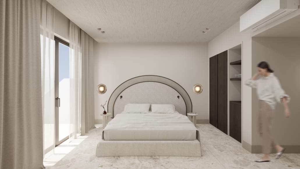 a person in a bedroom