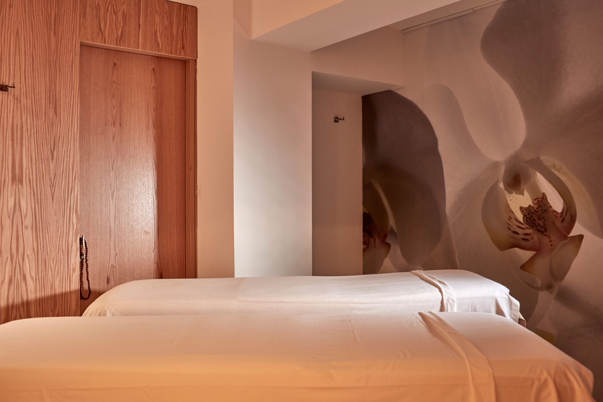 a person lying on a bed