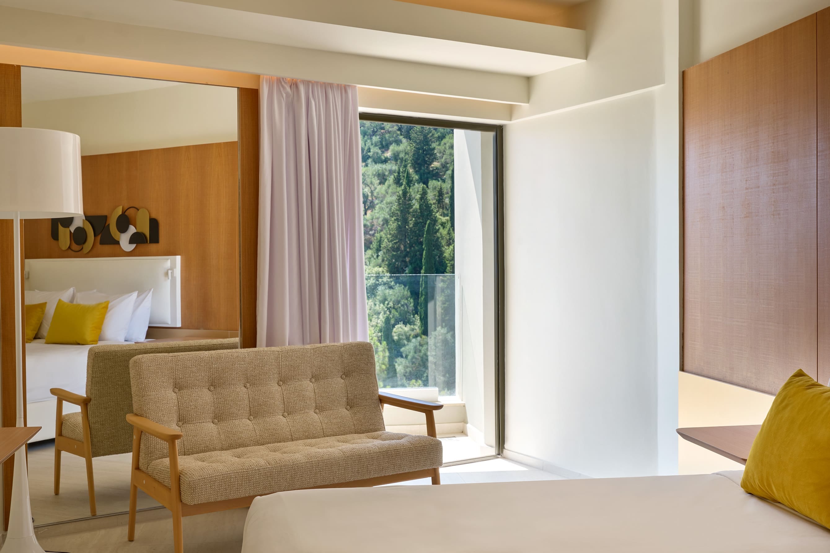 a room with a couch and a table