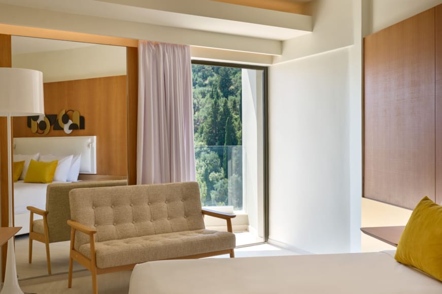 a room with a couch and a table